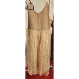 KaQinini Girls Champagne Tulle & Satin Formal Dress - Back Bow - Size 12Y - New